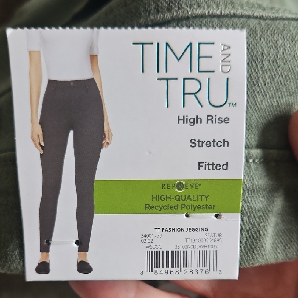 Time and Tru Olive Skinny Jeggings For Women - Picture 3 of 4